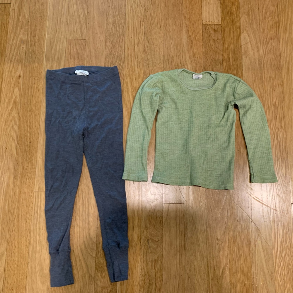 Wool/silk/cotton long sleeve shirt and leggings set